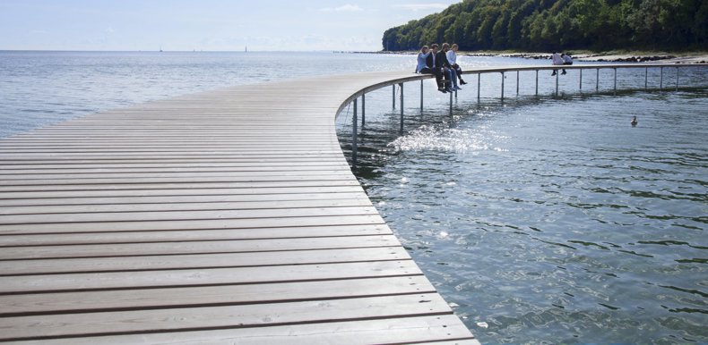 East Jutland Aarhus Infinity Bridge People Sitting Custom